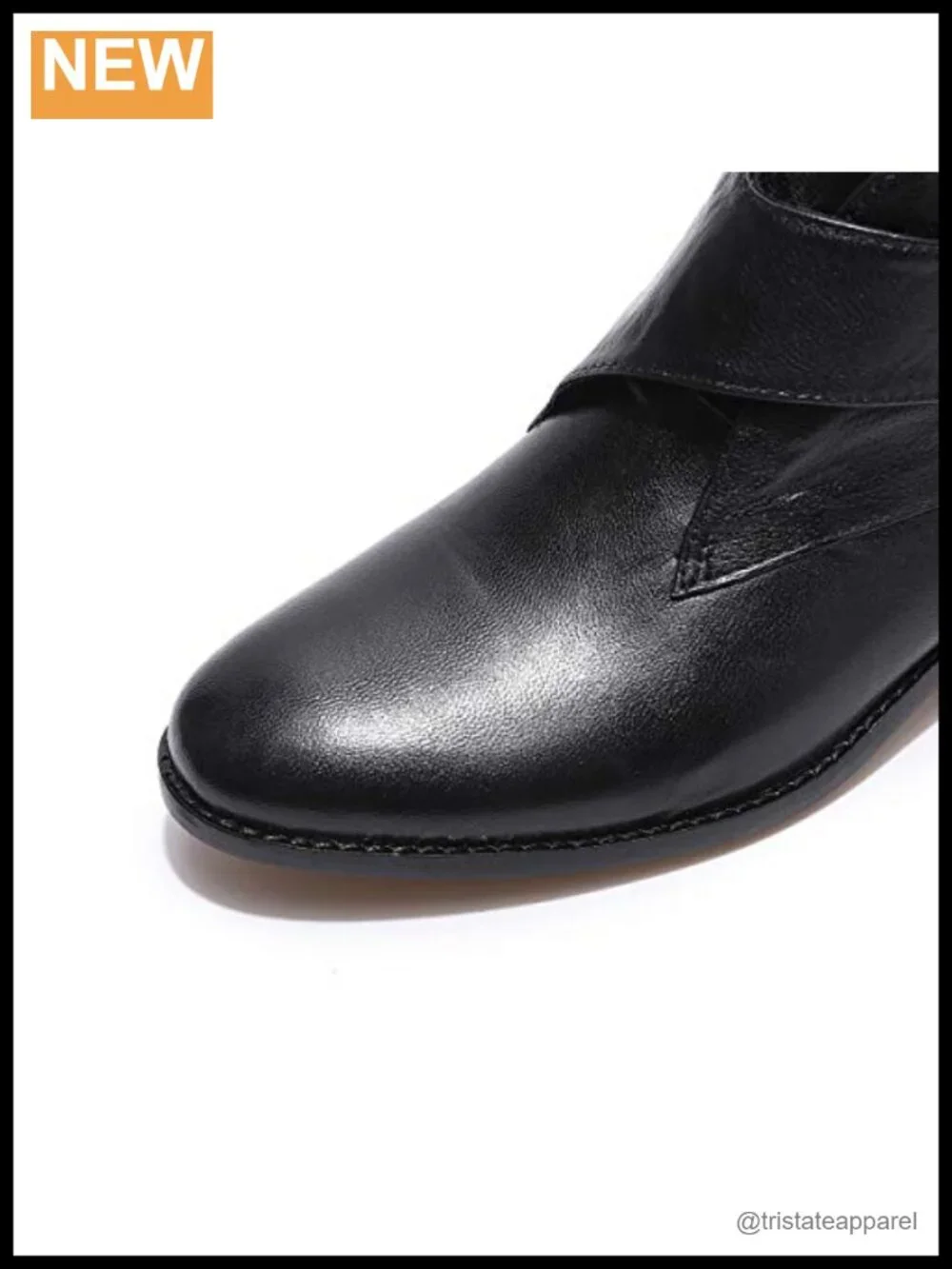 Women's Handmade Leather Ankle Boots Low Heel Velcro Closure